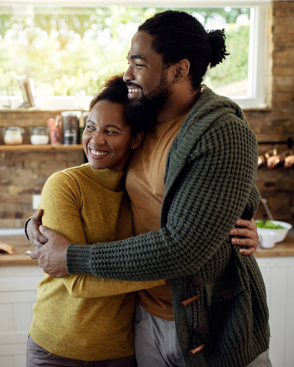 Couple hugging photo.